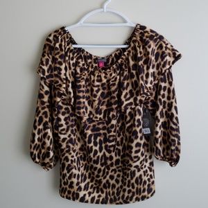 VINCE CAMUTO animal leopard print blouse